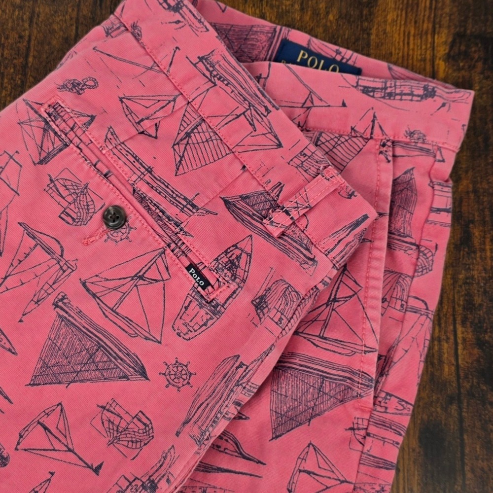 Polo Ralph‎ Lauren Classic Fit 6" Sailboat Shorts Mens 33 Coral Pink Nautical